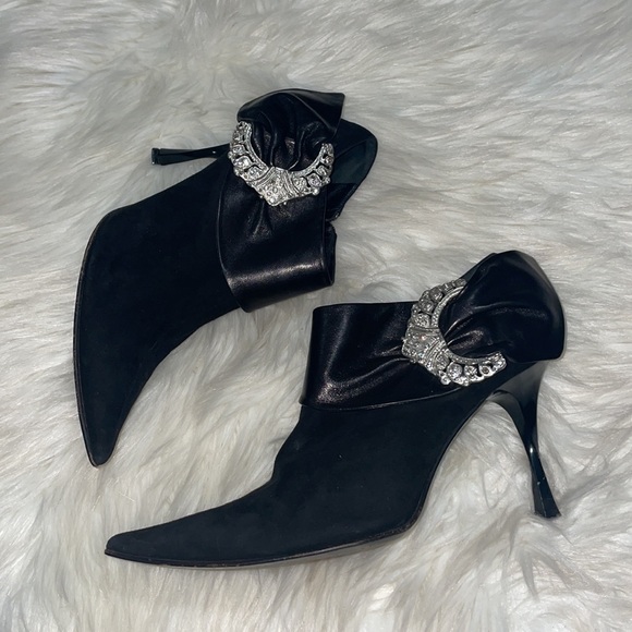 Casadei Vinatge Suede Pointy Toe Booties - Picture 4 of 10